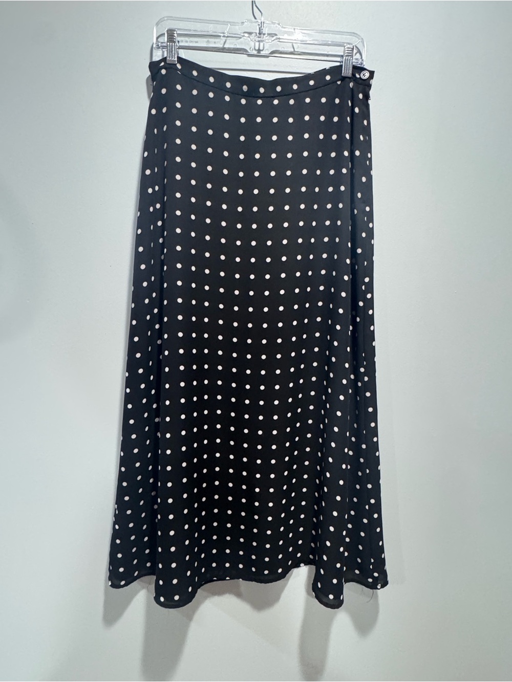 Vintage Black and White Polka Dot A-Line Maxi. Skirt